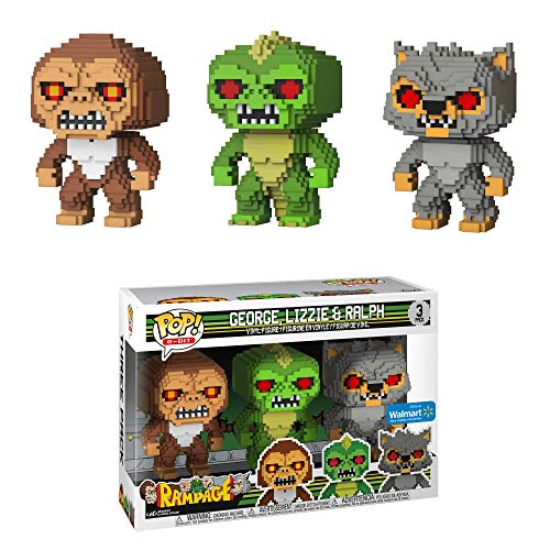 3 Figurines Funko Pop! Rampage: 8-Bit George, Lizzie, Ralph - Exclusive