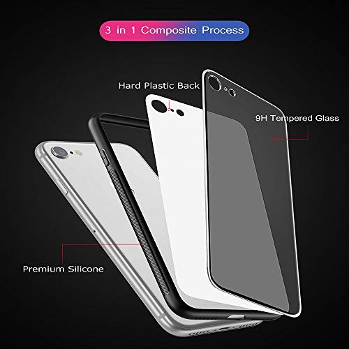 Caler Cubierta Trasera de Vidrio Templado, Funda Reemplazo para iPhone 6 Plus／6S Plus Borde de Estuche Silicona Suave y Marmol Cristal Anti-Golpes Anti-Arañazos Protección Cover Caso(Luna)