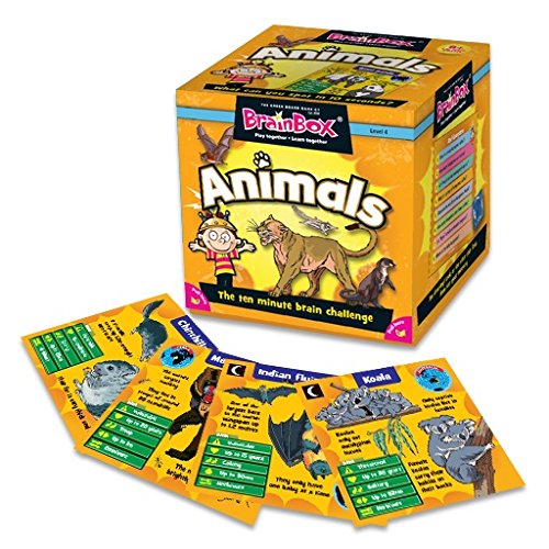 Green Board Games BrainBox Animals - Juego de Preguntas sobre Animales (en inglés)