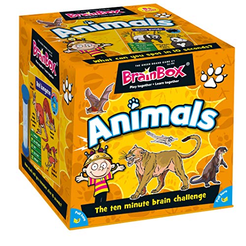 Green Board Games BrainBox Animals - Juego de Preguntas sobre Animales (en inglés)