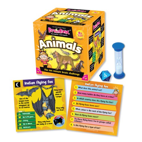 Green Board Games BrainBox Animals - Juego de Preguntas sobre Animales (en inglés)