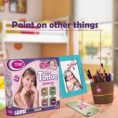 Kit de Tatuajes con Purpurina, Tatuajes temporales Tatuajes con Brillantina para Chicas con 35 Plantillas, Uso Seguro, duración de 8-18 días