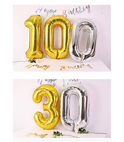 Ponmoo Foil Globo Número 13 31 Dorado, Gigante Numeros 0 1 2 3 4 5 6 7 8 9 10-19 20-29 30 40 50 60 70 80 90 100, Grande Globos para La Boda Aniversario, Globo de Cumpleaños Fiesta Decoración