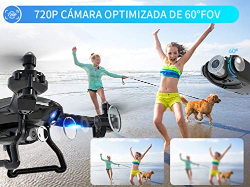 SNAPTAIN S5C Drone con Cámara, 720P HD, Avión WiFi FPV por Control Remoto, Control de Voz, Control de Gestos, Quadcopter Helicóptero con Headless Modo, Altitud Hold, G-Sensor, Modo Órbita, 3D Flip