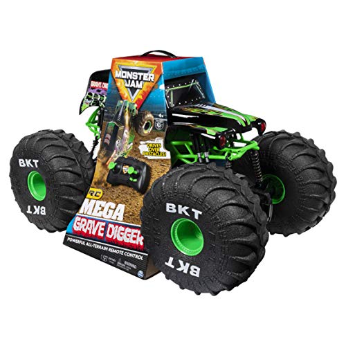 Spin Master Gravedigger Mega Grave Digger-Camión con Control Remoto para Todo Terreno, con Luces, Escala 1:6, Multicolor (6046198)