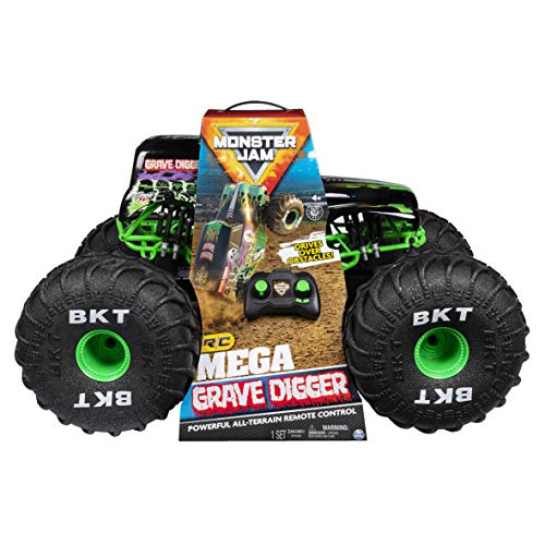 Spin Master Gravedigger Mega Grave Digger-Camión con Control Remoto para Todo Terreno, con Luces, Escala 1:6, Multicolor (6046198)