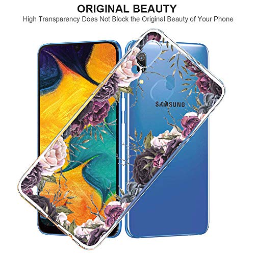 Suhctup Funda Compatible con Samsung Galaxy A8 Plus 2018 Transparente,Silicona TPU Gel Carcasa Dibujos Flor Crystal Suave Bumper Ultra Delgado [Soporte Carga Inalámbrica] Antigolpes Case Cover,Flor 4