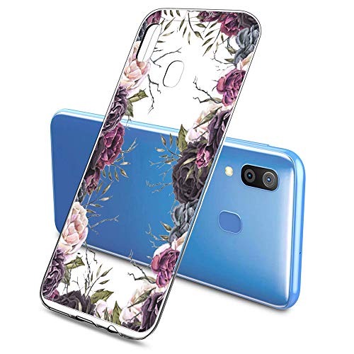 Suhctup Funda Compatible con Samsung Galaxy A8 Plus 2018 Transparente,Silicona TPU Gel Carcasa Dibujos Flor Crystal Suave Bumper Ultra Delgado [Soporte Carga Inalámbrica] Antigolpes Case Cover,Flor 4