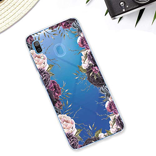 Suhctup Funda Compatible con Samsung Galaxy A8 Plus 2018 Transparente,Silicona TPU Gel Carcasa Dibujos Flor Crystal Suave Bumper Ultra Delgado [Soporte Carga Inalámbrica] Antigolpes Case Cover,Flor 4