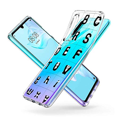 Suhctup Funda Compatible para Samsung Galaxy A8 Plus,Carcasa Transparente Dibujos Animal Suave Silicona TPU Gel Bumper Ultra Pulgada Antigolpes Crystal Clear Protector Piel Case Cover,Panda 4