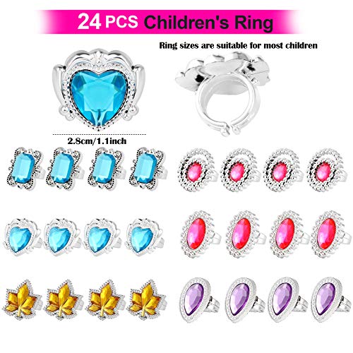 Tacobear 50 Piezas Disfraz Princesa Niña con Tiara Princesa Corona Princesa Tatuajes Anillos Varita Mágica Disfraces Princesas Vestido Accesorios Set Regalos Fiesta Cumpleaños para Niñas Niños (Rosa)