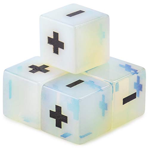 Wiz Dice Dados de Piedra semipreciosa Hechos a Mano (Paquete de 4) | Accesorios de Dados Premium Grabados de 16 mm y Bolsa de Terciopelo Negro | Fate Tabletop RPG Gaming, Opalite