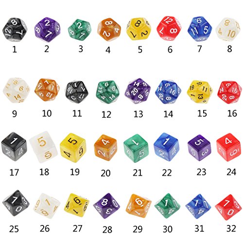 10pcs Juegos de Mesa Dados de Diez Caras 0~9 D & D TRPG - Amarillo