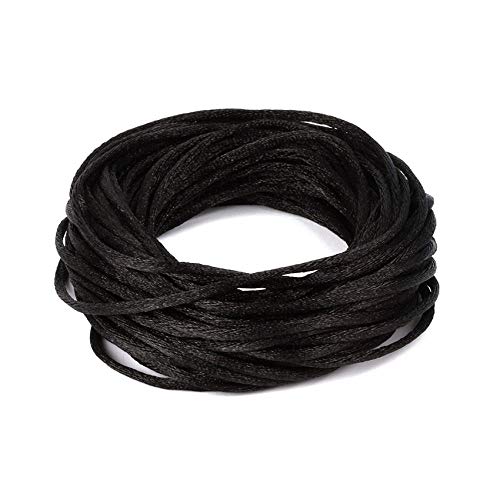 Angel Malone ® BLACK 10 Mtrs. X 2mm Premium Quality Kumihimo Rattail Satin Cord