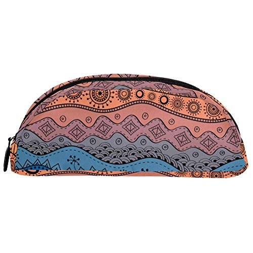 ANINILY Estuche de viaje con patrón etno africano tribal de fondo y lápiz gráfico de barco, estuche cosmético y bolsa de viaje, bolsa de papelería, regalo de cumpleaños escolar