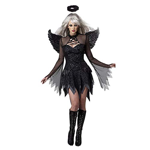 BaronHong Crossdress Hombre Black Angel Dress Drag Queens Party Costume (negro, XL)