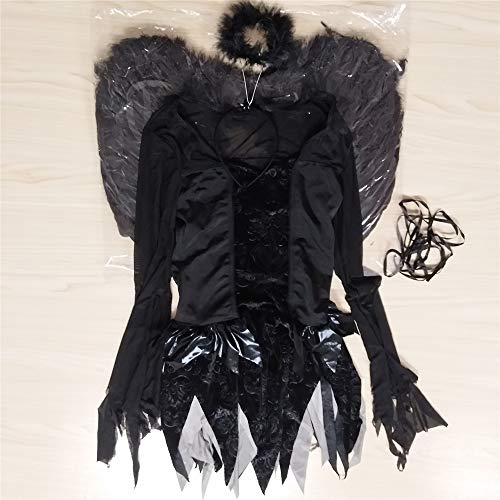 BaronHong Crossdress Hombre Black Angel Dress Drag Queens Party Costume (negro, XL)