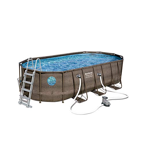 BESTWAY 56671 - Piscina Desmontable Tubular Power Steel 488x244x122 cm Depuradora de arena de 3.028 litros/hora