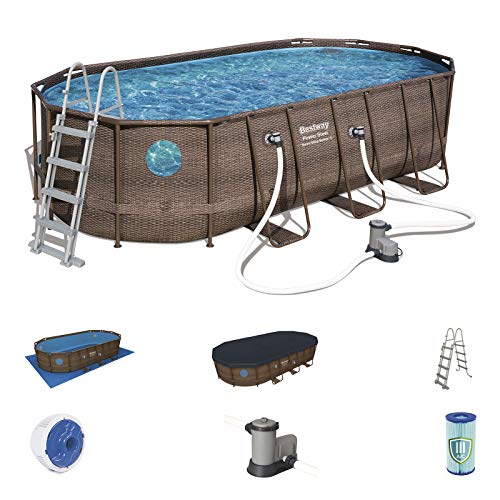 BESTWAY 56671 - Piscina Desmontable Tubular Power Steel 488x244x122 cm Depuradora de arena de 3.028 litros/hora