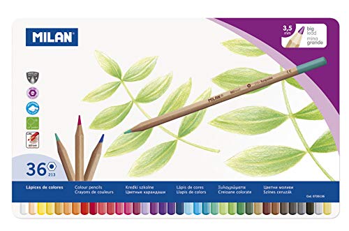 Caja metálica 36 lápices de colores con mina grande Ø3,3 mm 213, multicolor