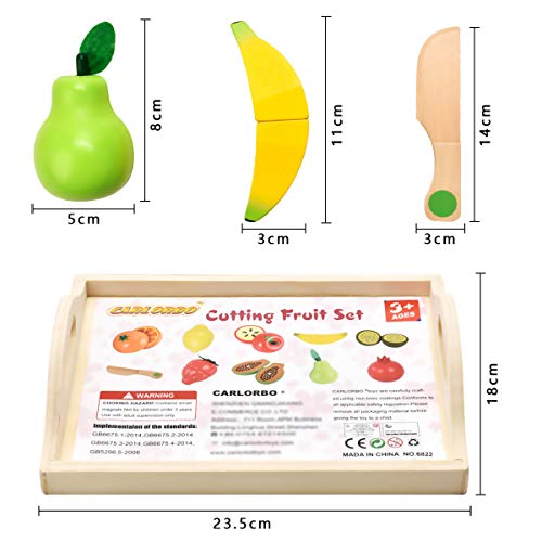 CARLORBO Juguetes de madera Juego de imaginación Comida para niños Cocina, juego de roles Juguetes educativos magnéticos de frutas y verduras para niños y niñas de más de 3 años