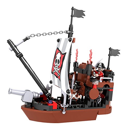 COGO Bateau pirate Sea Rover Jeu de construction de 167 pièces avec 3 différents pirates et cannon réglable 3118