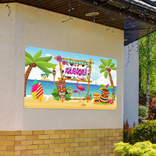 Decoraciones de Fiestas Hawaianas de Aloha, Póster con Letrero Brillante de Tela Aloha Banner para Suministros de Fiesta de Luau, Aloha Party Banner Aloha Luau Party Photo Booth Telón de Fondo