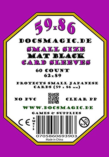 docsmagic.de 4 x 60 Mat Black Card Sleeves Small Size 62 x 89 - YGO CFV - Mini Fundas Negra