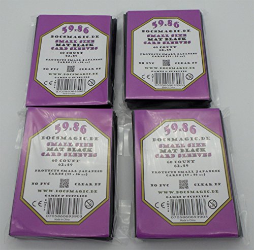 docsmagic.de 4 x 60 Mat Black Card Sleeves Small Size 62 x 89 - YGO CFV - Mini Fundas Negra