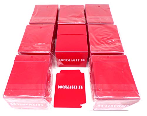 docsmagic.de 8 x Deck Box Full Red + Card Divider - Caja Roja - PKM YGO MTG