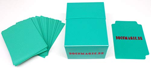 docsmagic.de Deck Box Full + 100 Double Mat Mint Sleeves Standard - Caja & Fundas Aqua - PKM MTG