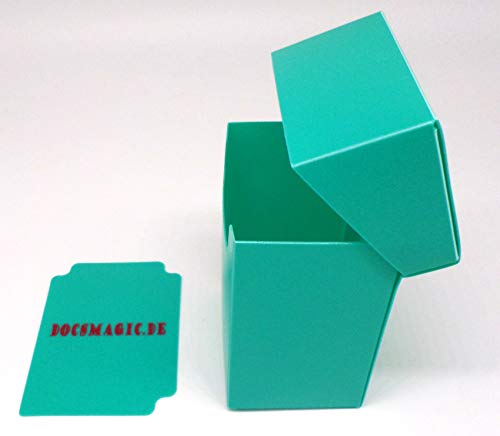 docsmagic.de Deck Box Full + 60 Double Mat Mint Sleeves Small Size - Caja & Fundas Aqua - YGO