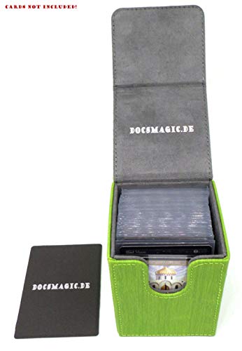 docsmagic.de Premium Magnetic Flip Box (100) Light Green + Deck Divider - MTG - PKM - YGO - Caja Verde Claro