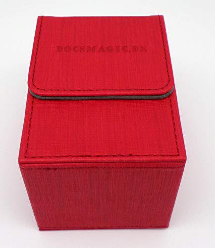 docsmagic.de Premium Magnetic Flip Box (100) Red + Deck Divider - MTG PKM YGO - Caja Roja