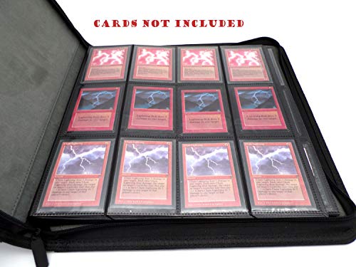 docsmagic.de Premium Pro-Player 12-Pocket Playset Zip-Album Black - 480 Card Binder - MTG - PKM - YGO - Cremallera Negra