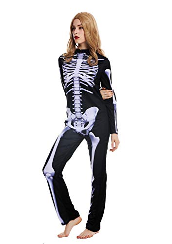 dressmeup - W-0215 Disfraz Mujer Hombre Feminino Halloween Esqueleto Espina Muerto Muerte Talla S