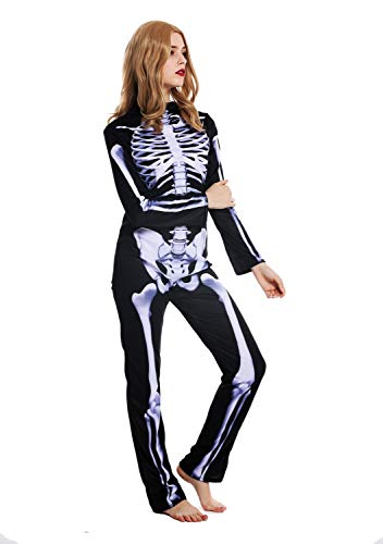 dressmeup - W-0215 Disfraz Mujer Hombre Feminino Halloween Esqueleto Espina Muerto Muerte Talla S