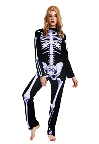 dressmeup - W-0215 Disfraz Mujer Hombre Feminino Halloween Esqueleto Espina Muerto Muerte Talla S