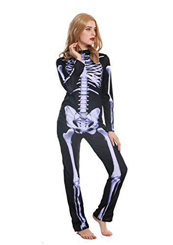 dressmeup - W-0215 Disfraz Mujer Hombre Feminino Halloween Esqueleto Espina Muerto Muerte Talla S