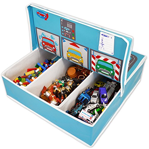 Foldaway Children's Garage Storage Box / Fold away Car Play Table / Table Space-Saver. Doubles Lid for Use as a Storage Box. by Pop It Up