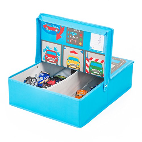 Foldaway Children's Garage Storage Box / Fold away Car Play Table / Table Space-Saver. Doubles Lid for Use as a Storage Box. by Pop It Up