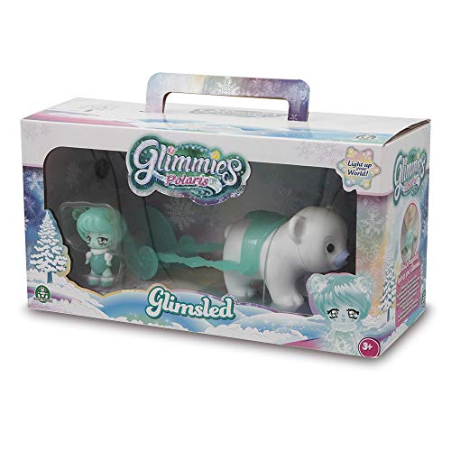 Glimmies Polaris -  Glimsled Trineo con Oso que Camina y Muñeca Glimmie Exclusiva con Luz  (Giochi Preziosi GLP04000)