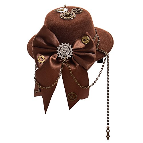 GRACEART Brújula Pluma Steampunk Mujeres Sombrero de Copa (D)