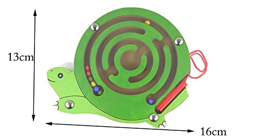 HappyToy Animal Mini Madera Varita magnética Redonda Número Laberinto Laberinto Interactivo Granos imán Laberinto a Bordo del Juego Tráfico de la Ciudad Eduactional Handcraft Toys ( Tortuga )