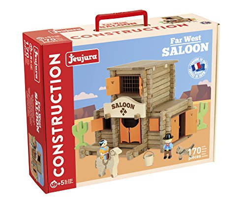 JeuJura – Far West – Saloon – 170 Pieces Juego de construcción en Madera, 8067, MULTICOULEUR