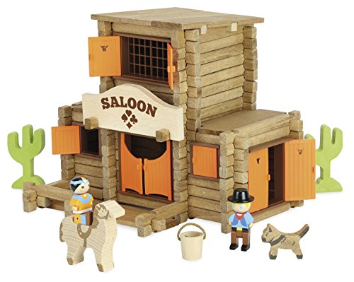 JeuJura – Far West – Saloon – 170 Pieces Juego de construcción en Madera, 8067, MULTICOULEUR