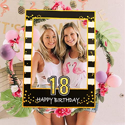 JeVenis Black Gold 18th Birthday Party Photo Booth Atrezzo 18th Birthday Photo Frame Birthday Photo Frame