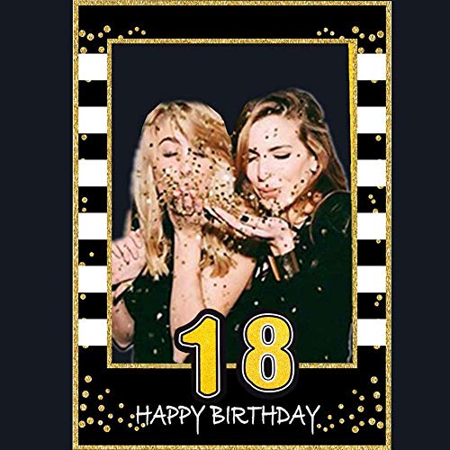 JeVenis Black Gold 18th Birthday Party Photo Booth Atrezzo 18th Birthday Photo Frame Birthday Photo Frame