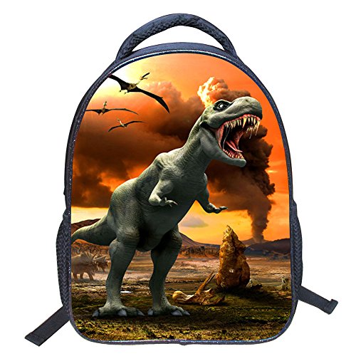 JIAN YA NA Chicos Bolsa 3D Animales Dinosaurio Fresco del Estampado de la Lona del morral del Hombro Bolsa de Libros de niñosDinosaur 1