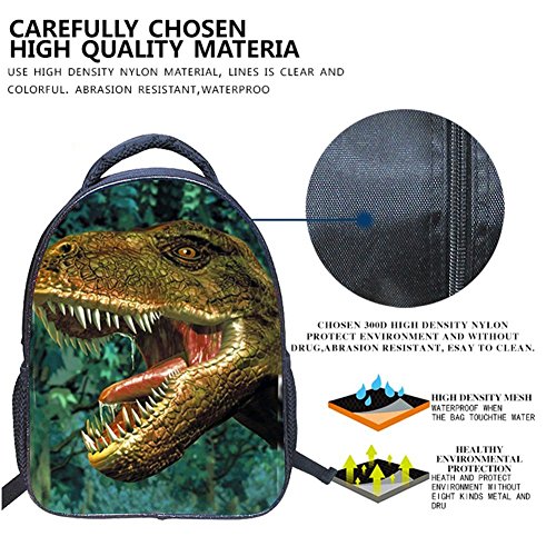 JIAN YA NA Chicos Bolsa 3D Animales Dinosaurio Fresco del Estampado de la Lona del morral del Hombro Bolsa de Libros de niñosDinosaur 6